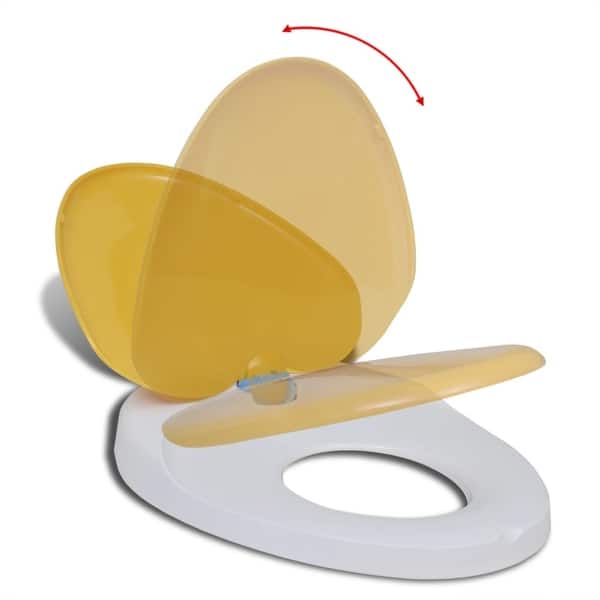 vidaXL White & Yellow Soft-close Toilet Seat Adults/Children - 19.1" x 14.4"