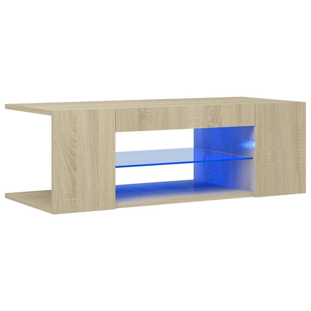 vidaXL TV Stand with LED Lights Sonoma Oak 35.4"x15.4"x11.8"