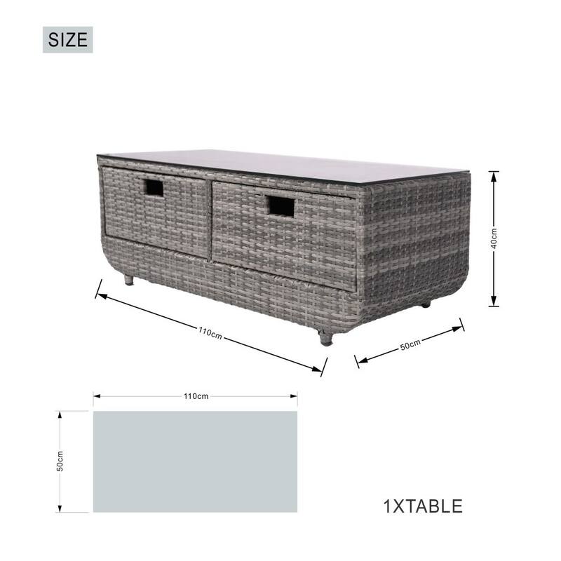 5 Pieces Patio Sectional Sofa with Storage End Table