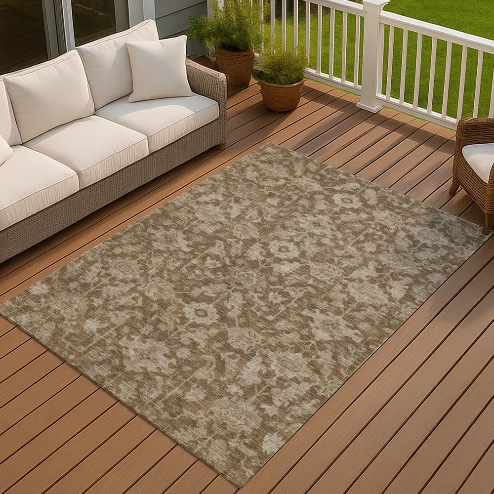 Machine Washable Indoor/ Outdoor Casual Traditional Chantille Rug