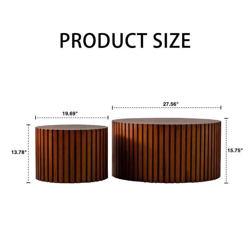 Round Wooden Coffee Table, No Need Assembly