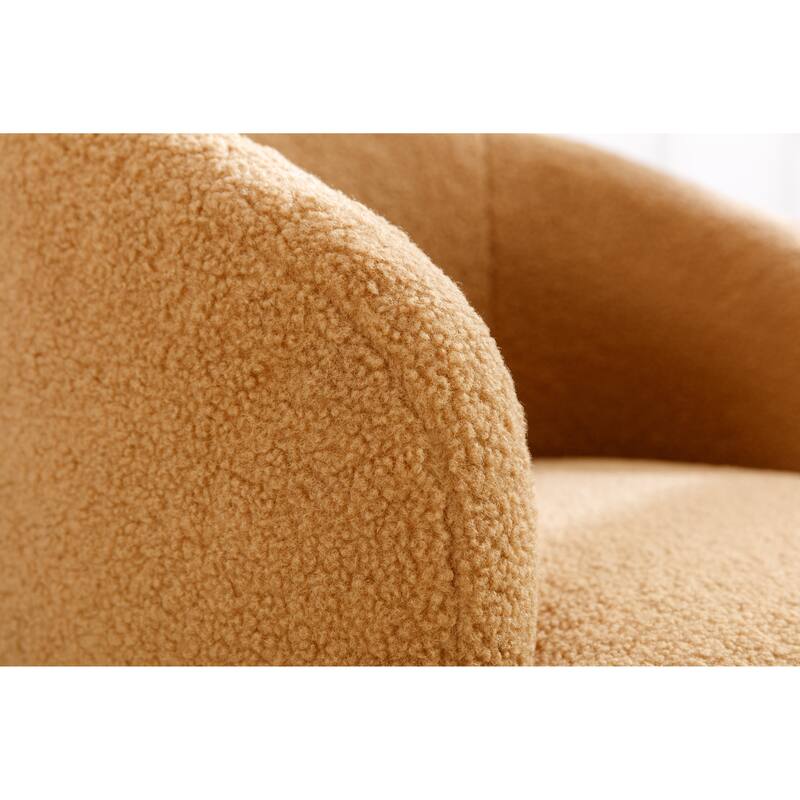 Wool Swivel Barrel Chair with 360° Rotation & Metal Base