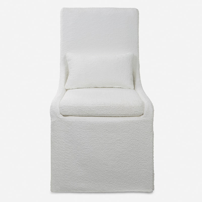 Solid Plush Cushion Seat Armless Chair - 39.5" - White