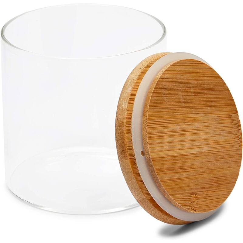 Glass Canisters with Airtight Bamboo Lids, 3 Sizes for Pantry Storage (5 Pack)