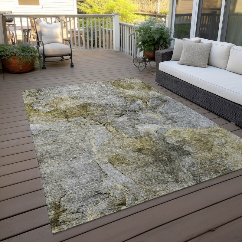 Machine Washable Indoor/ Outdoor Chantille Abstract Modern Rug - Taupe - 2'6" x 3'10"