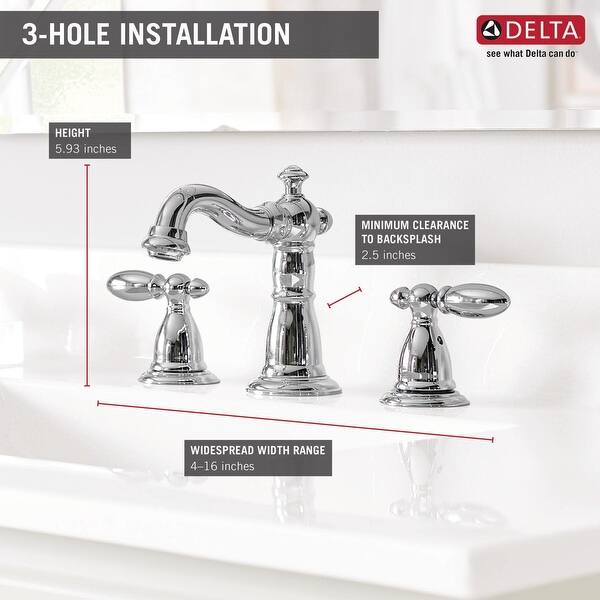 Shop Delta 3555 Mpu Dst Victorian Widespread Bathroom Faucet With Pop Up Overstock 17265763