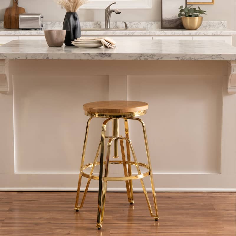 Aimes Wood and Metal 25-29 Inch Adjustable Stool