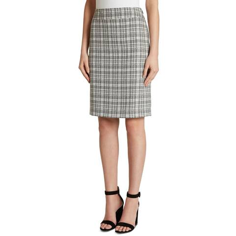 Tahari Women's Pencil Skirt Plaid Knee Length Tweed