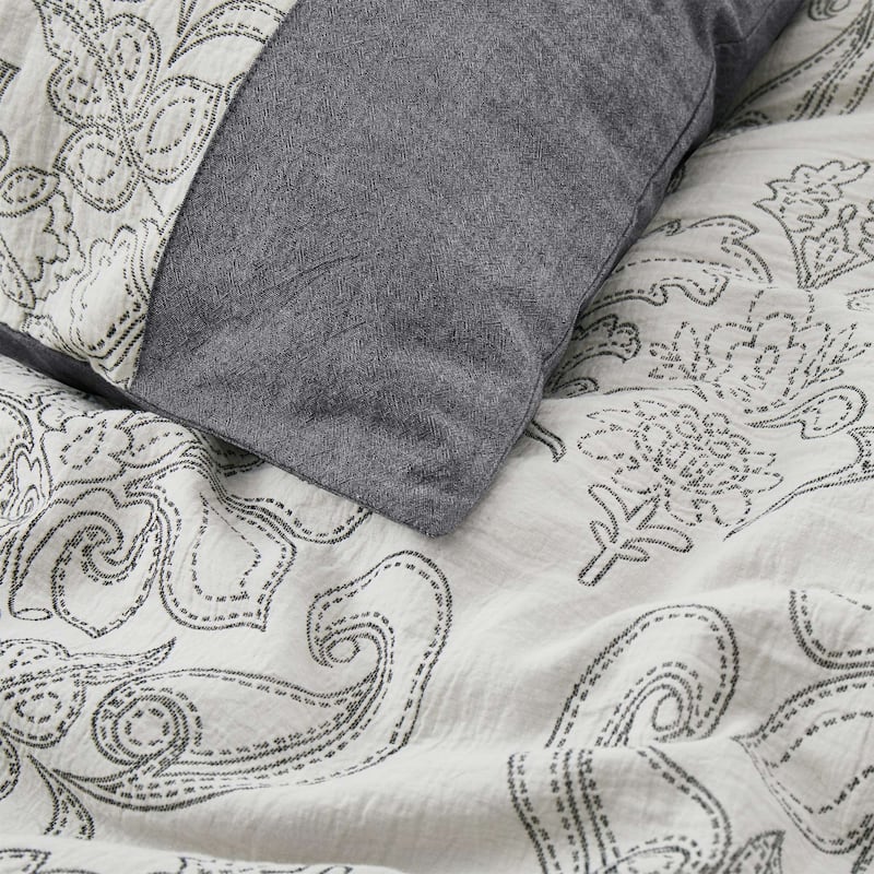 100% Cotton Gauze Double-Layer Floral Jacquard Duvet Cover Set