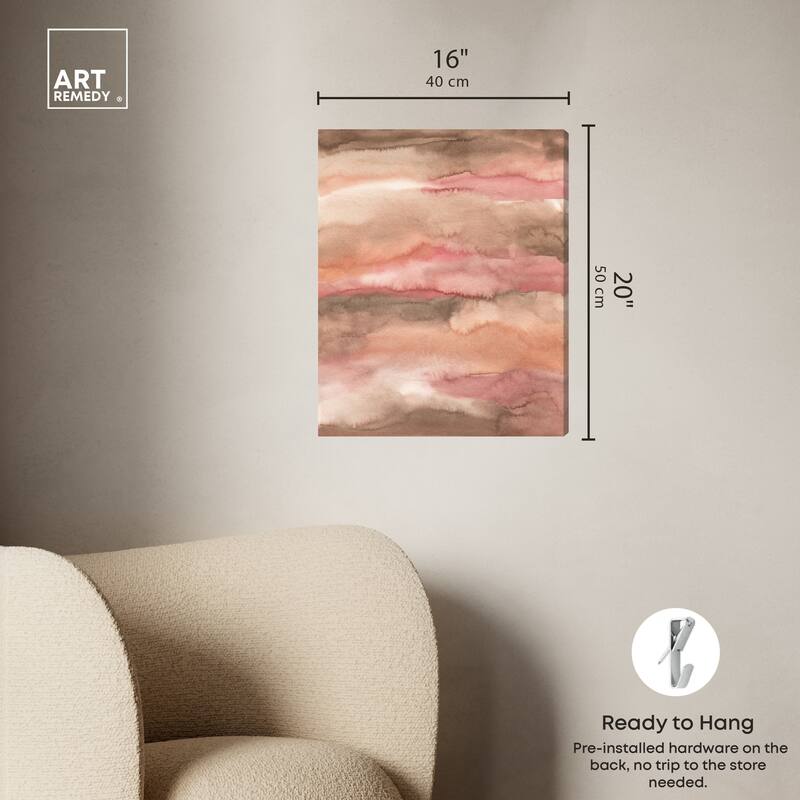 Art Remedy Loose Powder Gallery Wrapped Boho Abstract 1 Piece Canvas Wall Art