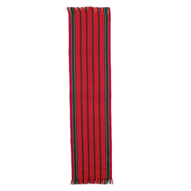 Novica Handmade Red Christmas Cotton Table Runner