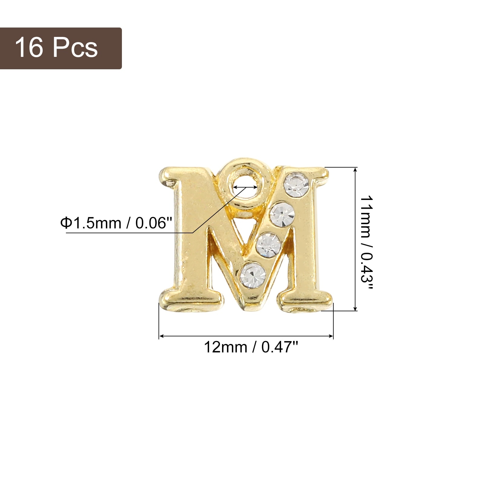 Rhinestone Letter Charm, Letter Alphabet Dangle Charm Pendants for DIY Bracelets Necklace Jewelry Making - Gold