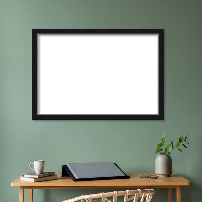 Amanti Art Eva Black Silver Narrow Framed Dry Erase Magnetic Board