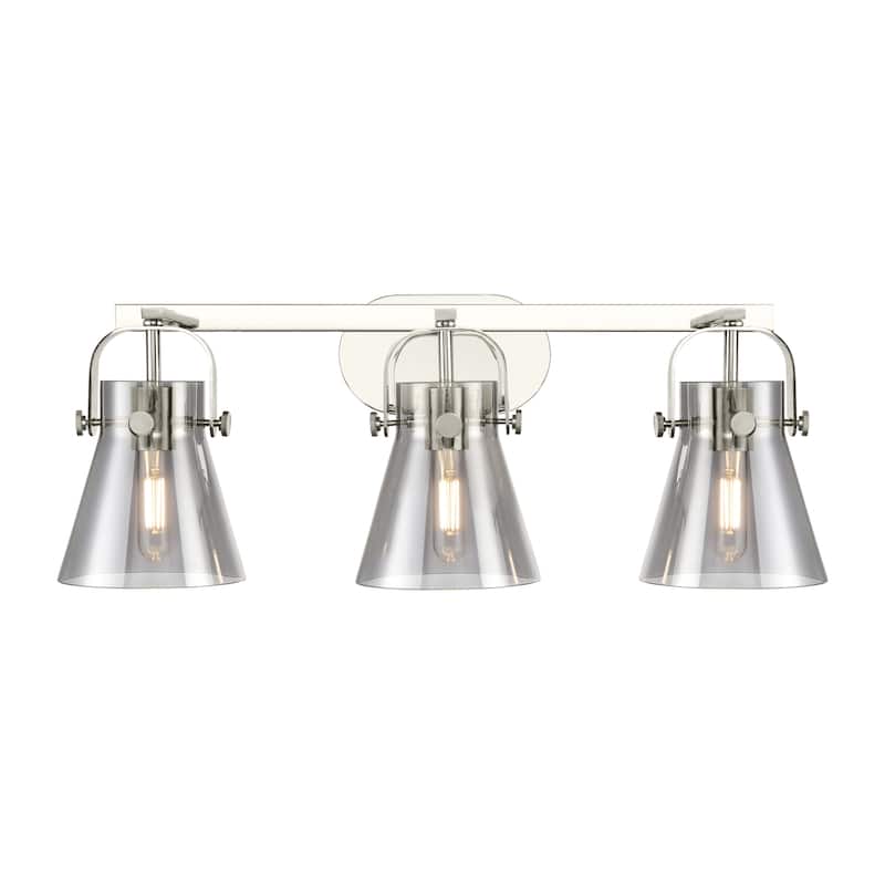 Innovations Lighting 423-3W-10-27 Pilaster II Cone Vanity Pilaster II - Polished Nickel / Plated Smoke
