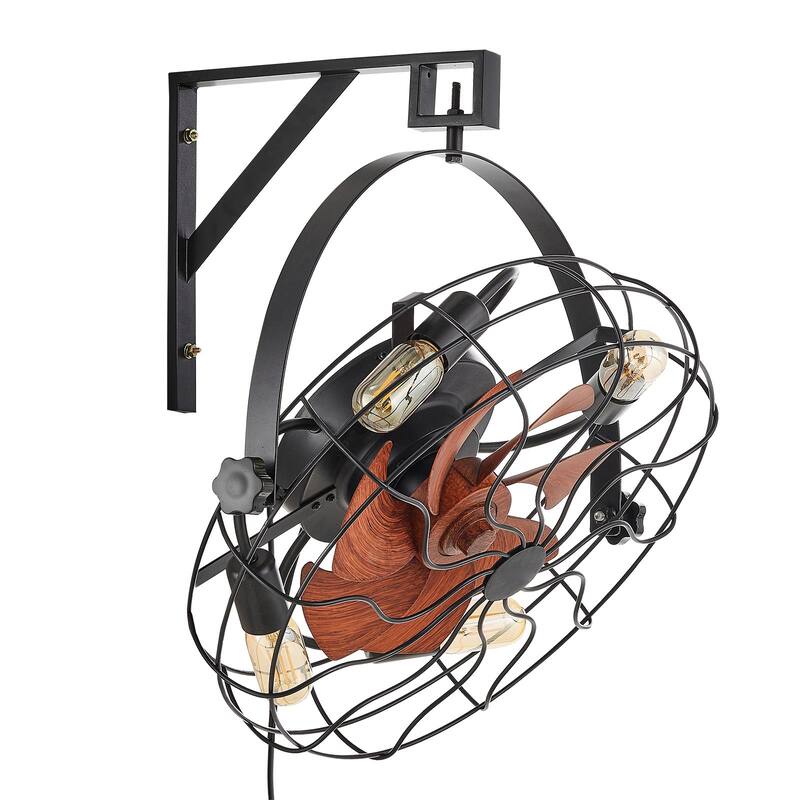 21 Inch Wall Mounted Fan with Light Remote 6 Speed E26 Socket No Bulb