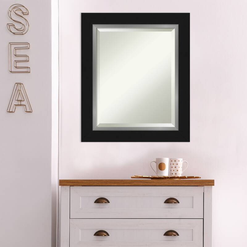 Beveled Wall Mirror - Eva Black Silver Frame