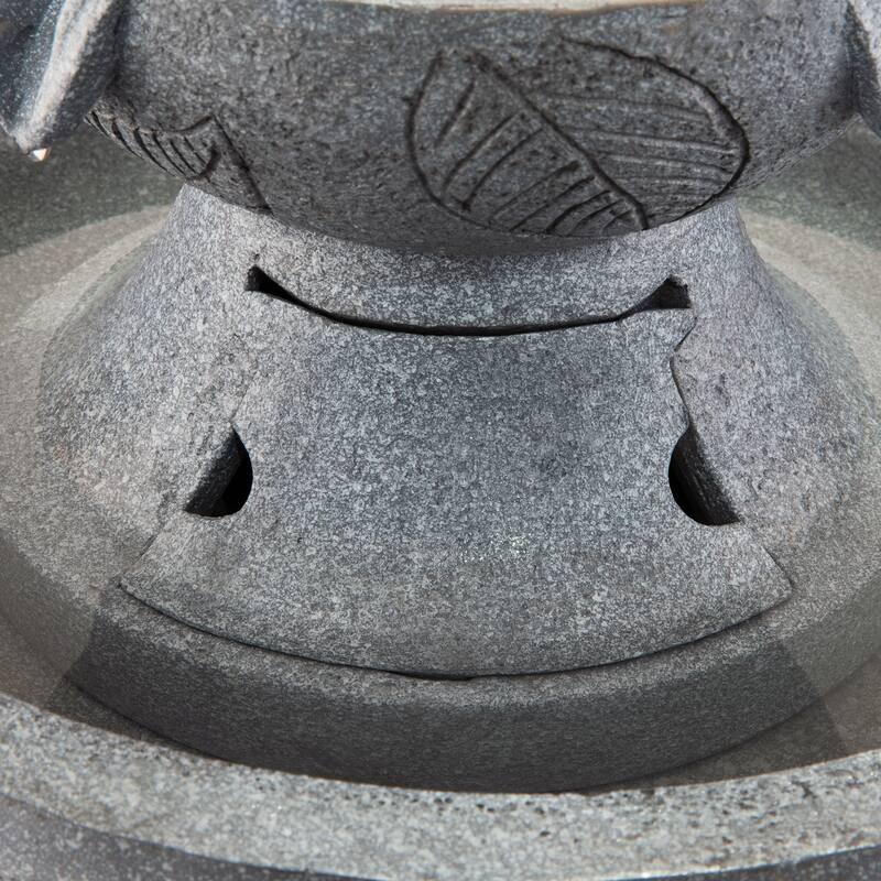 Glitzhome Birdbath Polyresin Outdoor Fountain with Birds, Pump and LED Light