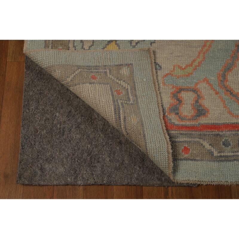Hand Knotted Oriental 100% Wool Carpet Transitional All-Over Navy Blue & Blues Oushak Area Rug - 12' 5'' X 9' 0''