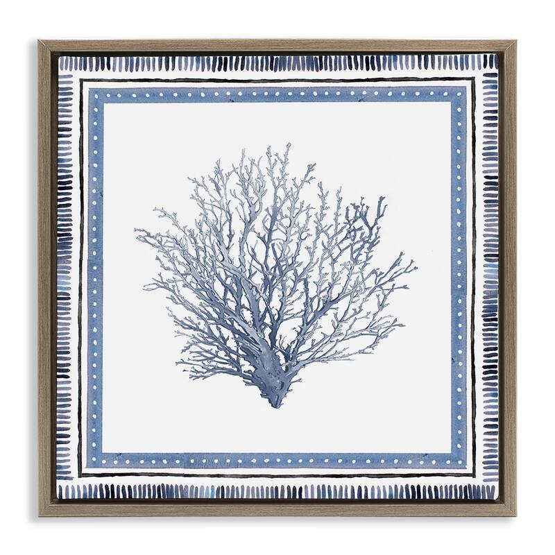 Stupell Nautical Branch of Coral Framed Floater Canvas Wall Art Design By Lanie Loreth - 18 x 18 - Brown