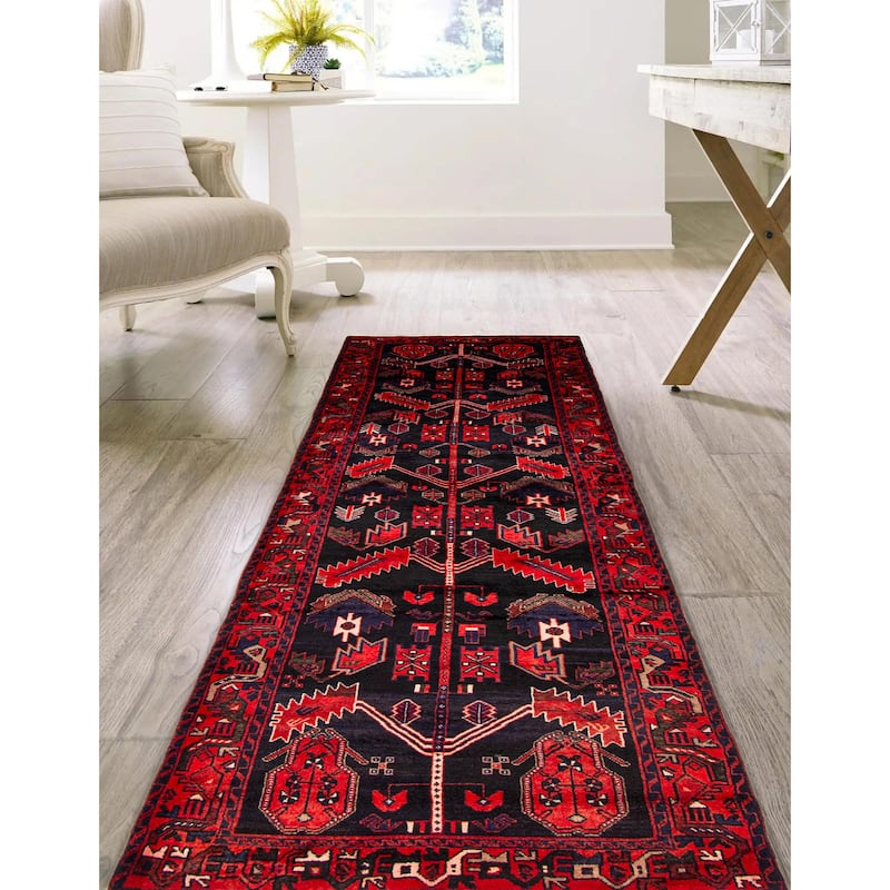 ECARPETGALLERY Hand-knotted Andelz Navy Wool Rug - 3'5 x 10'0