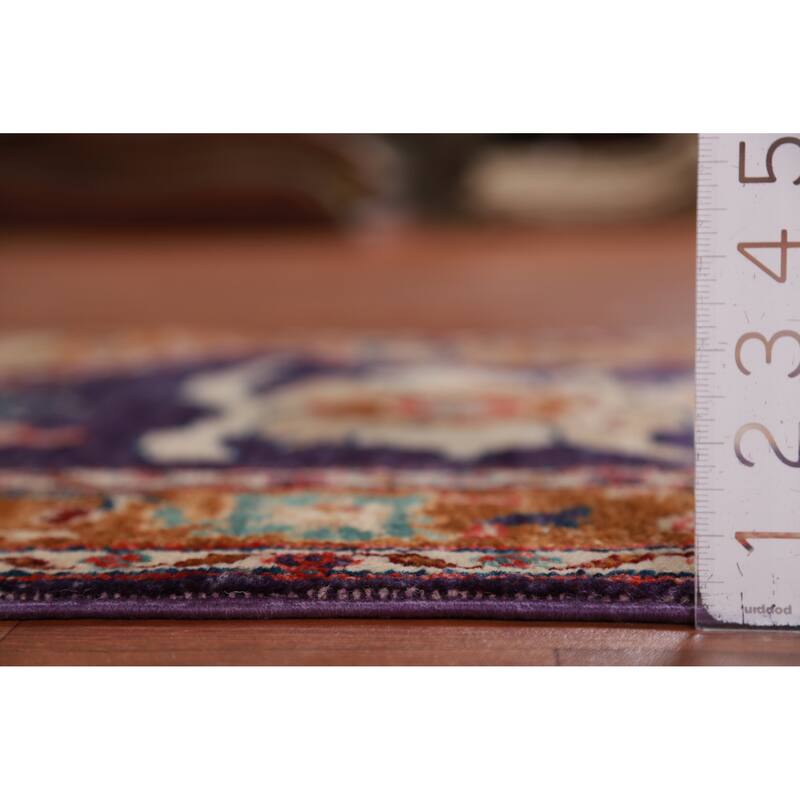 Hand Knotted Oriental 100% Wool Carpet Transitional Floral Purples Oushak Runner Rug - 9' 11'' X 2' 8''