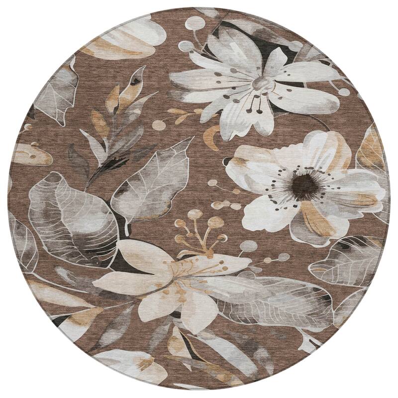 Machine Washable Indoor/ Outdoor Floral Chantille Rug