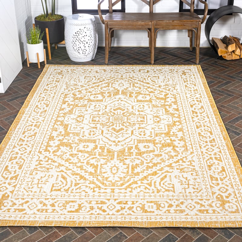 JONATHAN Y Rozetta Medallion Textured Weave Indoor/Outdoor Area Rug