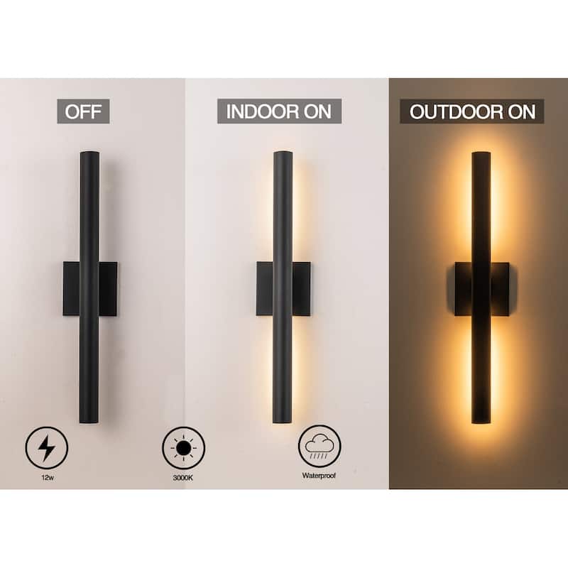 22 inch Outdoor Modern Up and Down Led Wall Sconce Set of 2 - Black
