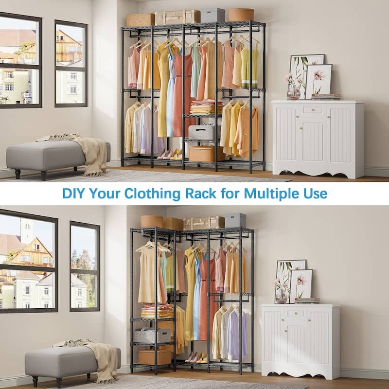 Garment Rack Heavy Duty Clothes Rack for Hanging Clothes, Bedroom ...