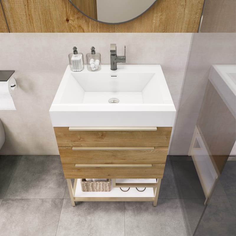 Noble 24" Free Standing Vanity with Reinforced Acrylic Sink - 24" Width