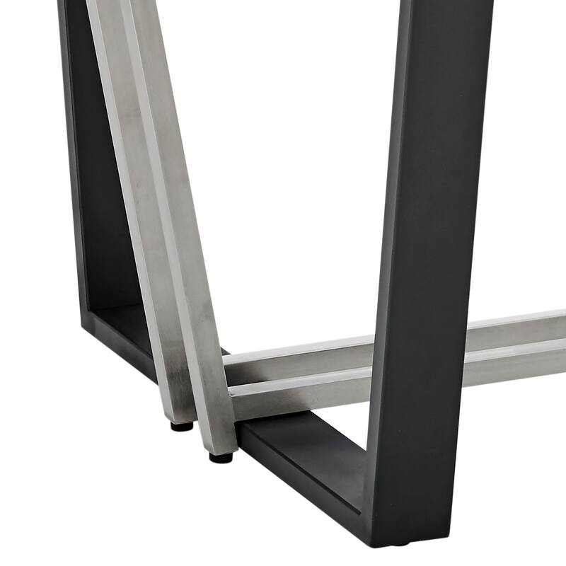 Kai Anastasia 5 Piece Rectangular Glass Dining Table Set with Metal Frame and Upholstered Chairs