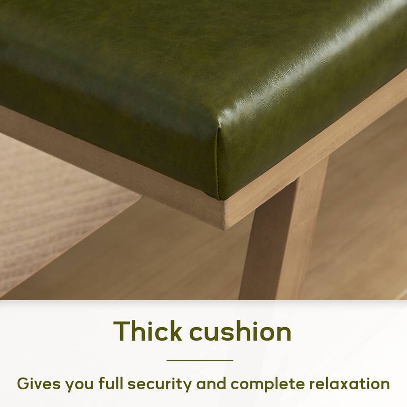 Solid Wood Shoe Bench with Cushion Entryway Shoe Bench