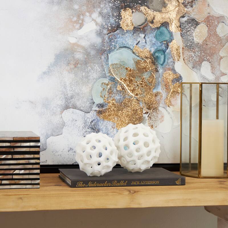 Cream Polystone Decorative Ball Abstract Orbs & Vase Filler (Set of 2) - Cream