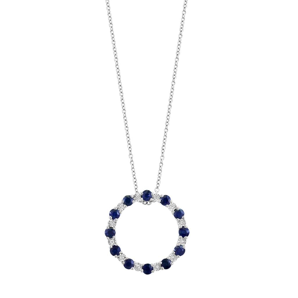 EFFY 14K Gold Diamond Natural Sapphire Circle Pendant Necklace
