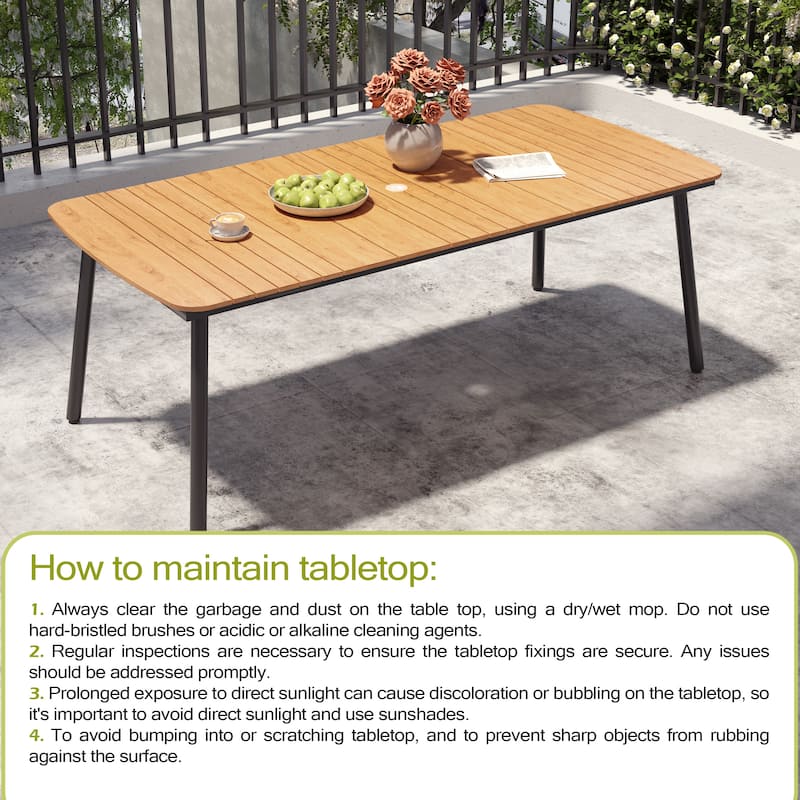 7/9PC Patio Dining Table Rectangular Aluminum Outdoor Table with Folding Chairs
