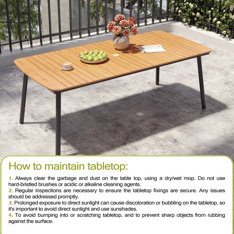 Pellebant Patio Dining Table Rectangular Aluminum Outdoor Table
