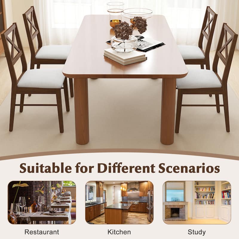 Gymax Dining Chairs Set of 2 Upholstered Kitchen Side Chairs w/ Rubber
