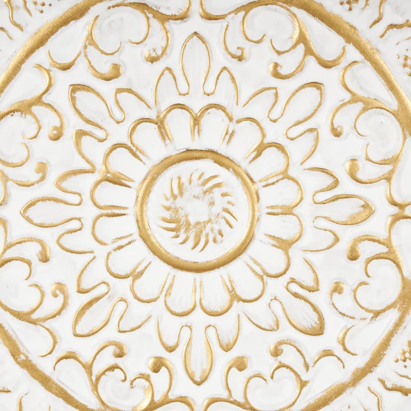 Metal Floral Leaf Mandala Wall Decor with White Backing - Gold - Roche River Decor