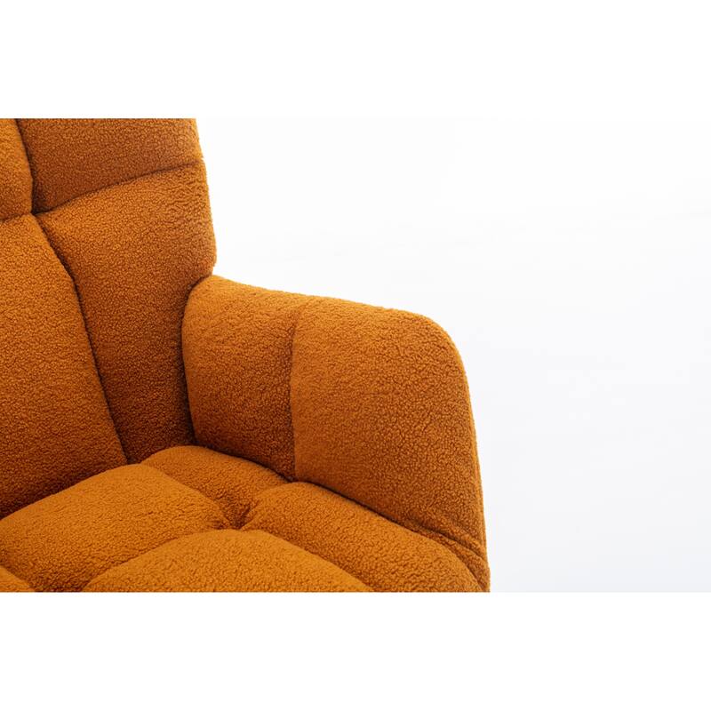 Teddy Fabric Rocking Chair with Adjustable Footrest and 300lb Capacity