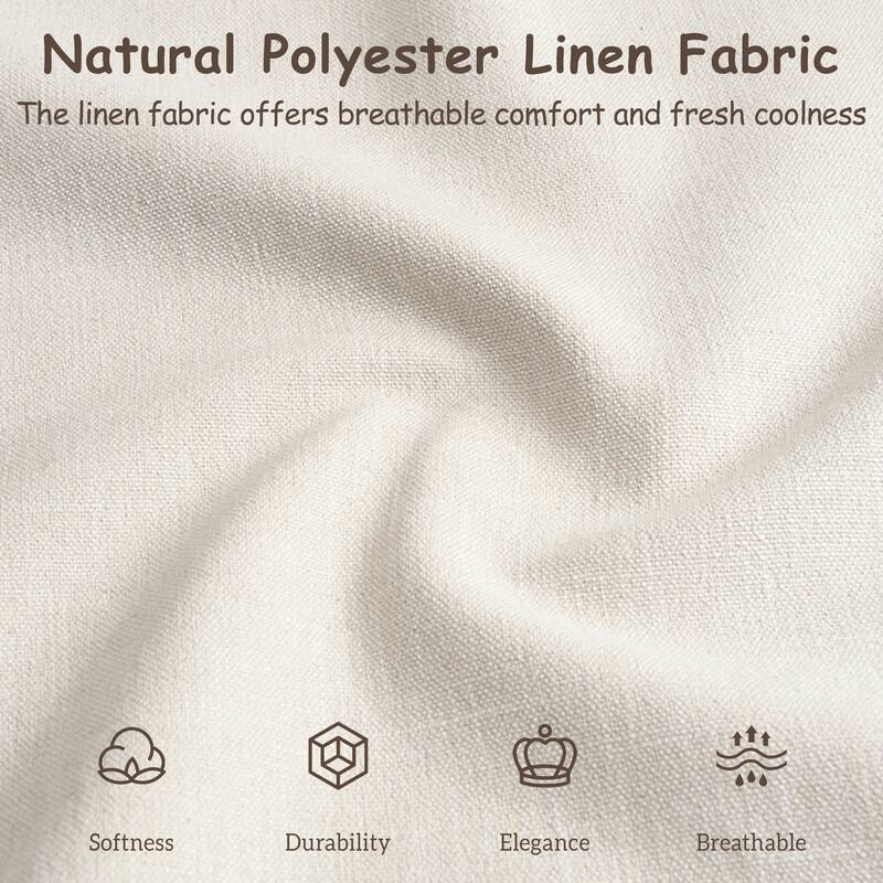 King/Queen/Twin Bed Frame with Linen Curved Headboard & Solid Wood Legs