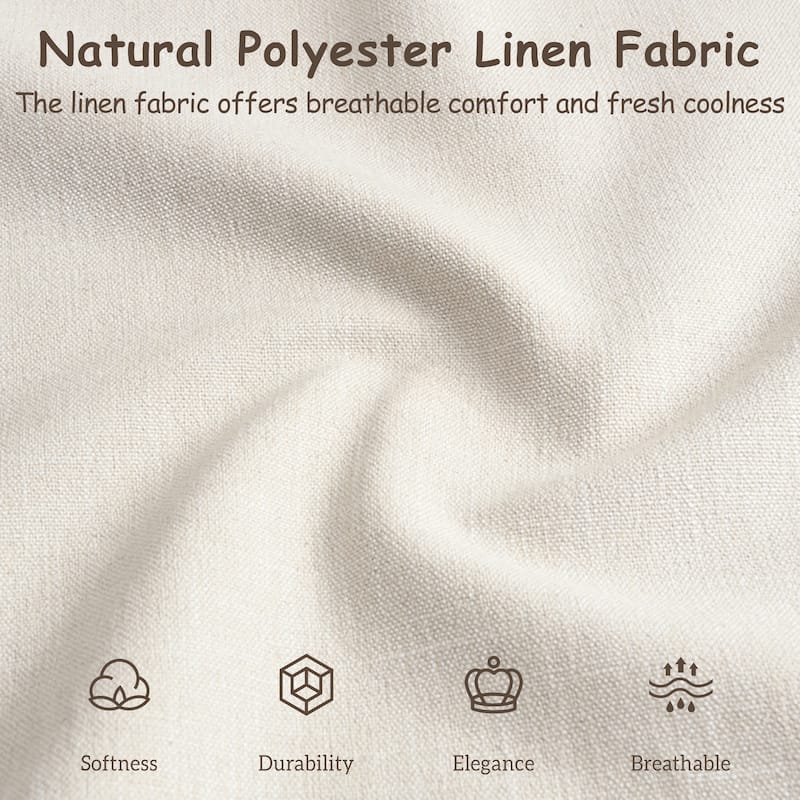 King Size Low Profile Bed with Linen Thick Headboard and Footboard, Beige Linen Fabric Upholstered Platform Bed