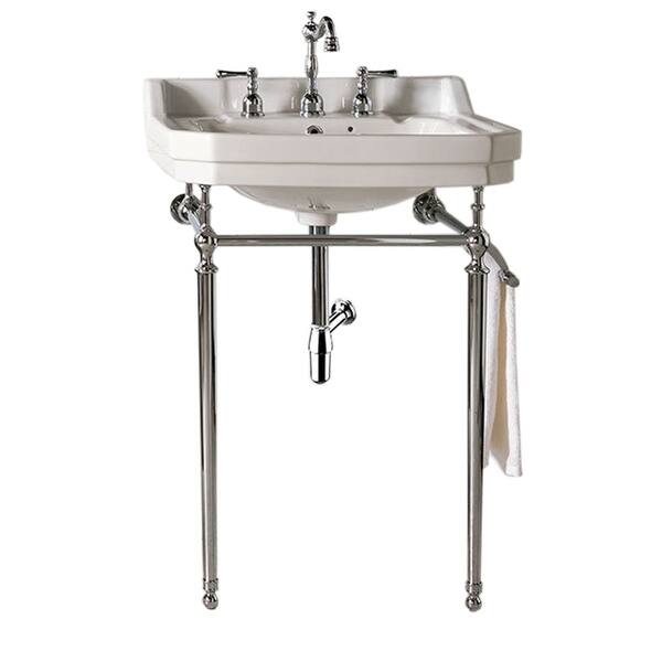 slide 2 of 11, Wellington 24" Single Console Sink with Metal Finish Stand