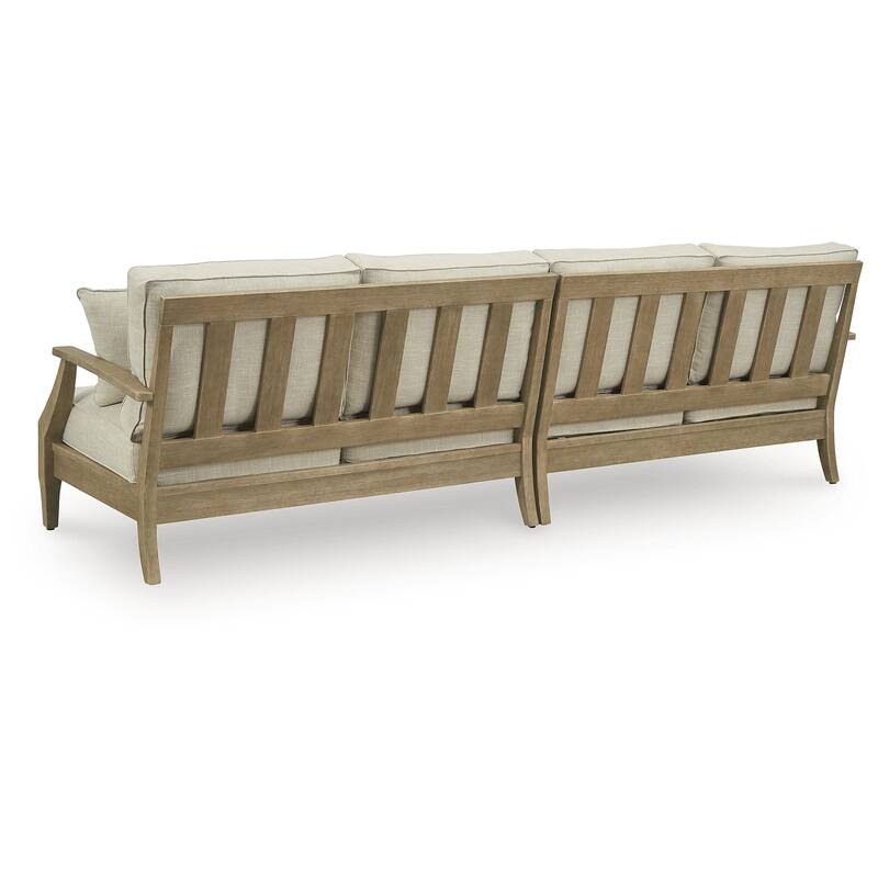 Signature Design by Ashley Clare View Light Brown/Beige 4-Piece Outdoor Sectional - 89"W x 115"D x 36"H