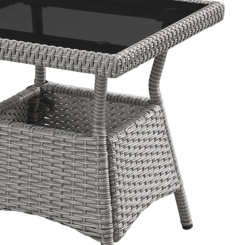 Corvus Hawaii 3-Piece Outdoor Wicker Rocking Chair Set with Side Table