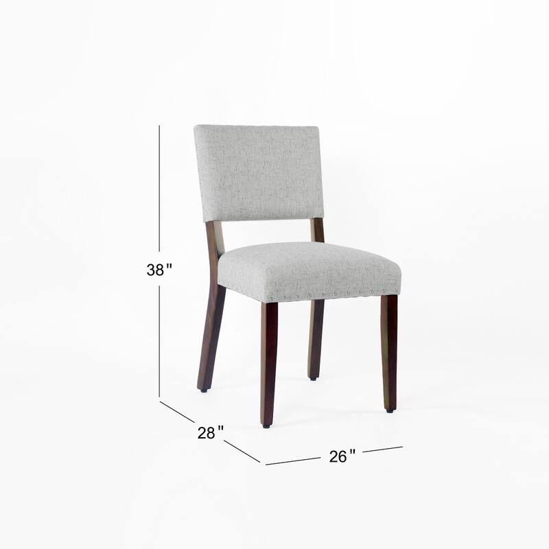 Dining Side Chair Set of 2, Padded Open Back, Gray Woven Fabric
