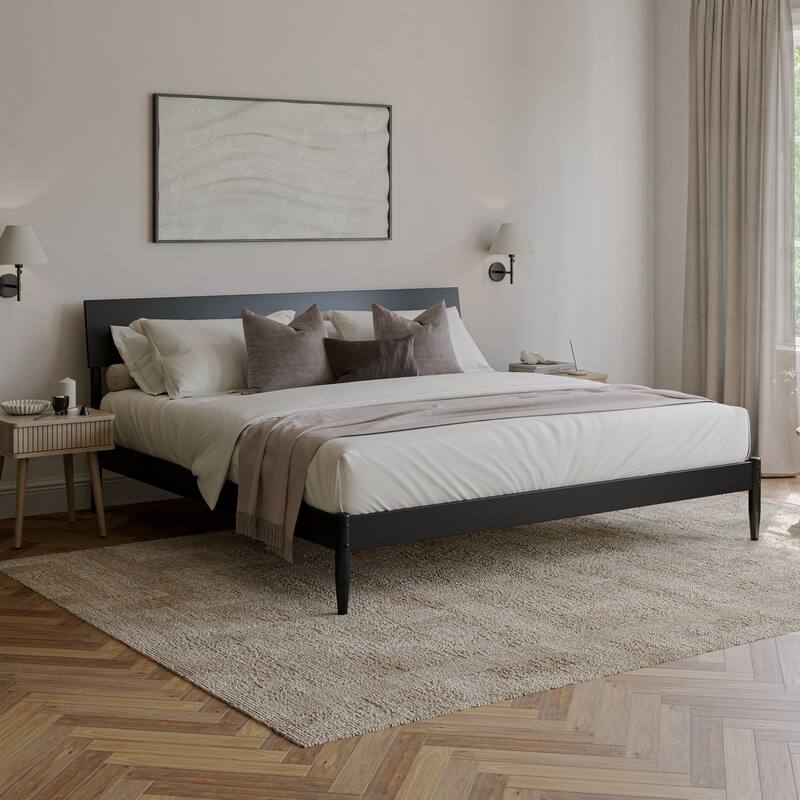 Bradford Platform Bed with Adjustable Headboard - King - Black