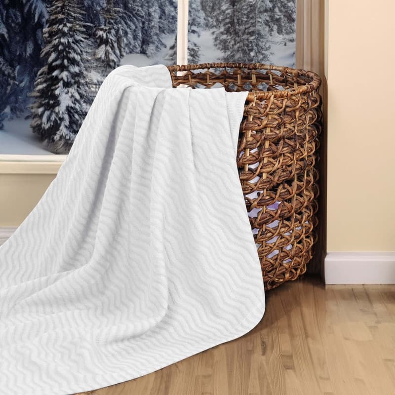 Blue Nile Mills Chevron Striped Jacquard Dobby Weave Cotton Throw Blanket