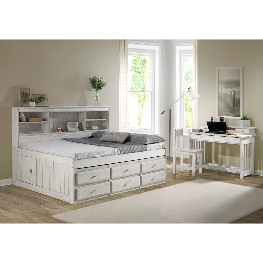 OS Home and Office Furniture Model 85223K6-22, Solid Pine Full Daybed with Six Drawers in Light Ash