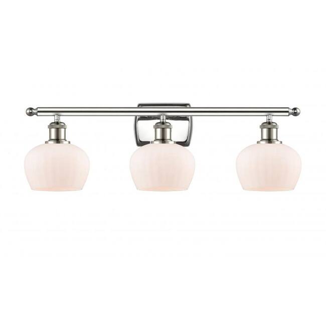 Innovations Lighting Fenton 3 Light 26" Wide Bathroom Vanity Light - Polished Nickel / Matte White
