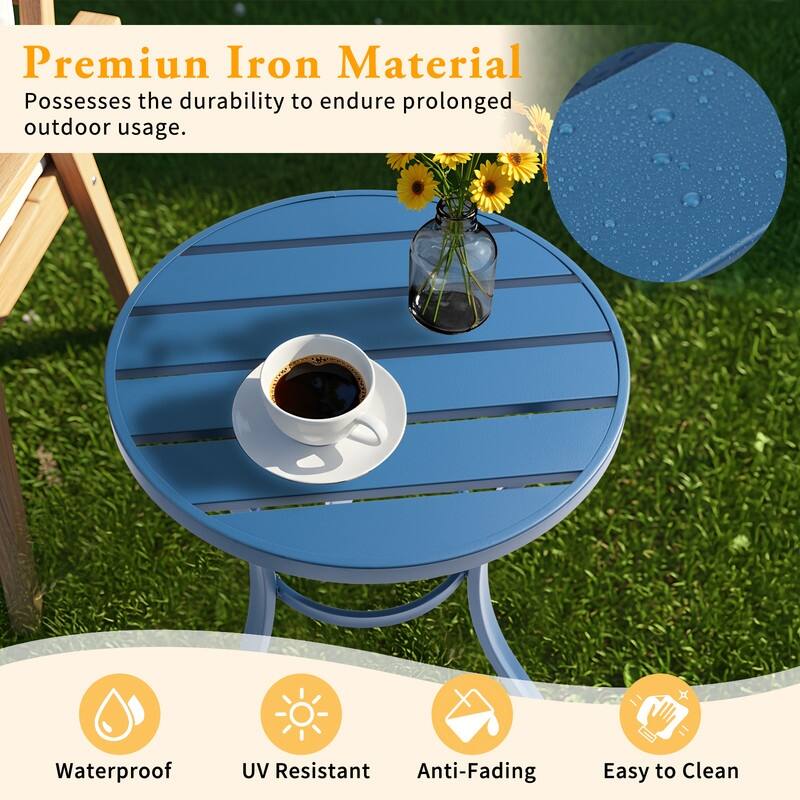 Metal Outdoor Round Side Table, Patio Coffee Bistro Table for Indoor Outdoor